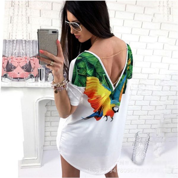 womens fashion designer t-shirts women regular-sleeve parrot print open-back short-sleeved t-shirt girls casual 2020 new fashion trend, White
womens fashion designer t-shirts women regular-sleeve parrot print open-back short-sleeved t-shirt girls casual 2020 new fashion trend, White