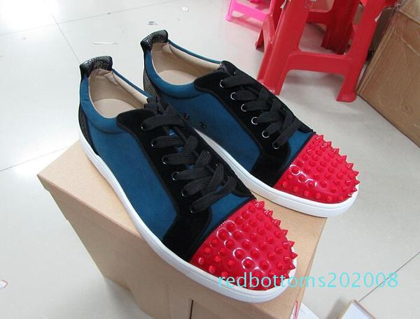 new fashion low spikes toe red bottom shoes for mens women designer patchwork 9 color leisure footwear party shoes drop shipping r08, Black 
new fashion low spikes toe red bottom shoes for mens women designer patchwork 9 color leisure footwear party shoes drop shipping r08, Black