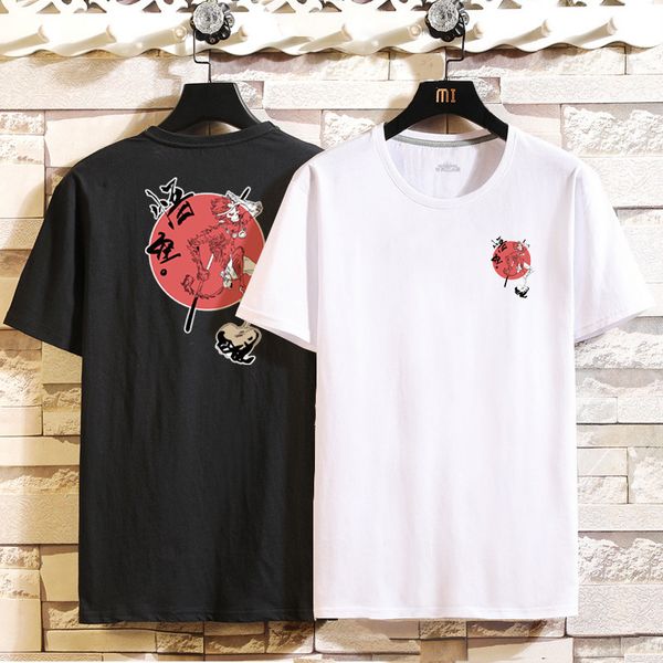 2019 summer men's digital printing rib collar men's short-sleeved t-shirt large size wear men loose-fit t-shirt, White;black
2019 summer men's digital printing rib collar men's short-sleeved t-shirt large size wear men loose-fit t-shirt, White;black
