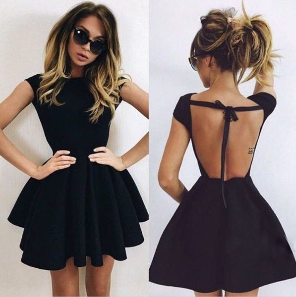 simple satin cap sleeve black cocktail dresses ruched open back graduation dress homecoming party evening prom dresses short 15 years
simple satin cap sleeve black cocktail dresses ruched open back graduation dress homecoming party evening prom dresses short 15 years