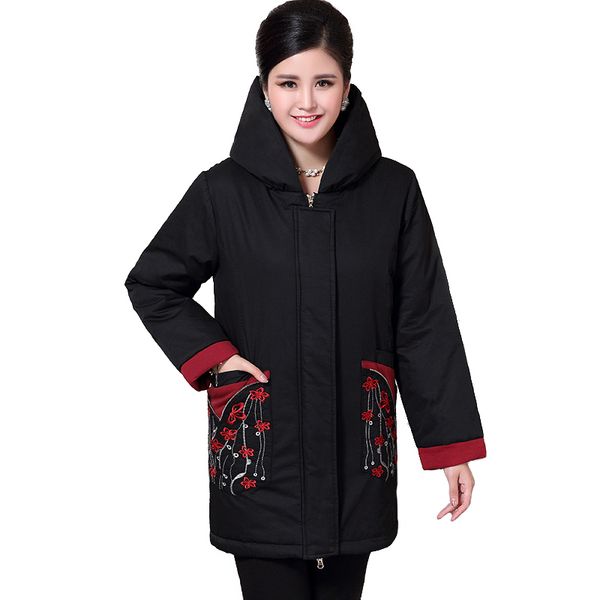 new thick warm middle aged women oversize winter parka cotton jacket female plus size 7xl hooded embroidery loose outerwear g750, Black
new thick warm middle aged women oversize winter parka cotton jacket female plus size 7xl hooded embroidery loose outerwear g750, Black