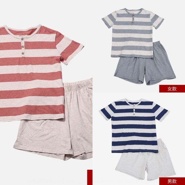 2020 japanese pure cotton tianzhu cotton short-sleeved home clothes suit men's and women's striped couple pajamas pajamas, Blue;red
2020 japanese pure cotton tianzhu cotton short-sleeved home clothes suit men's and women's striped couple pajamas pajamas, Blue;red
