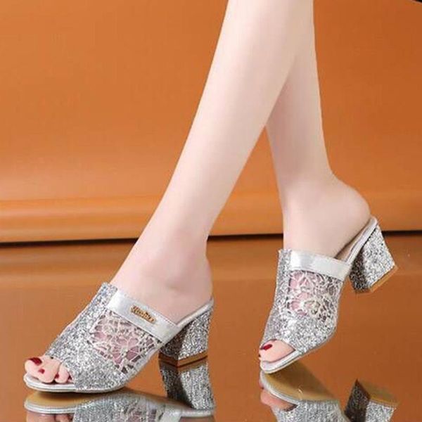 sliver shiny women sandals hollow shoes summer hoof high heel footwear girls party open toe sandals princess slip on shoes, Black
sliver shiny women sandals hollow shoes summer hoof high heel footwear girls party open toe sandals princess slip on shoes, Black