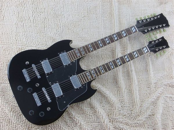 double neck 12+6 strings black body electric guitar with fixed bridge,rosewood fingerboard,can be customized
double neck 12+6 strings black body electric guitar with fixed bridge,rosewood fingerboard,can be customized