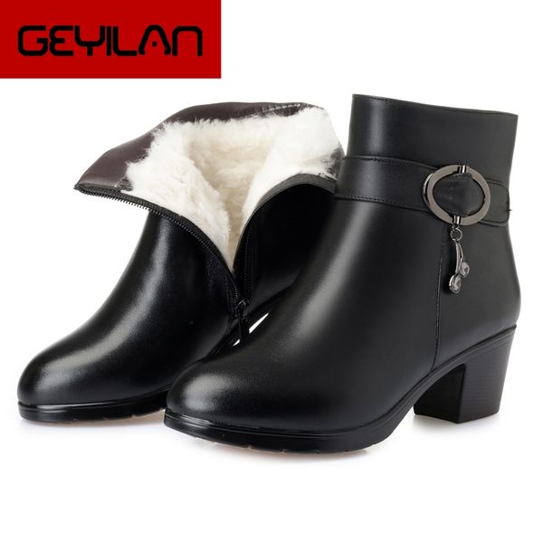women boots thick heels platform shoes winter warm wool snow boots for women's leather ankle plus size 35-43, Black
women boots thick heels platform shoes winter warm wool snow boots for women's leather ankle plus size 35-43, Black