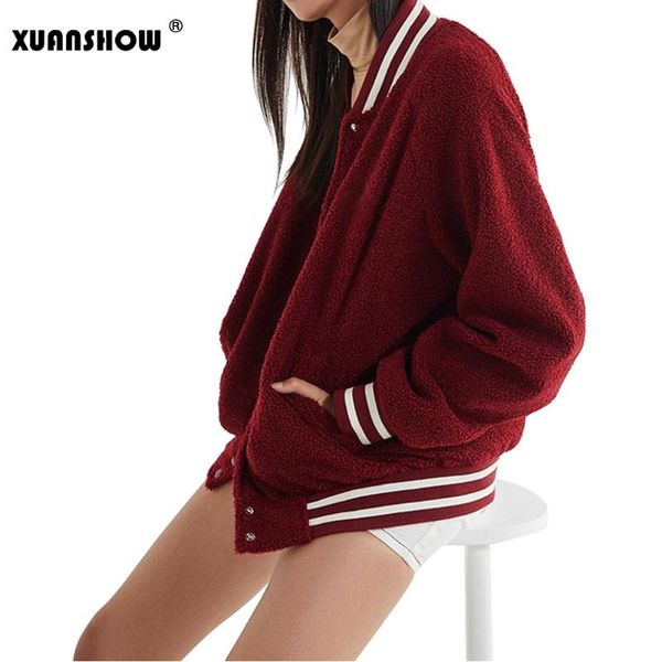 2018 autumn and winter women's jacket fashion plush stitching bf baseball faux fur coat streetwear warm v neck jackets, Black;brown
2018 autumn and winter women's jacket fashion plush stitching bf baseball faux fur coat streetwear warm v neck jackets, Black;brown