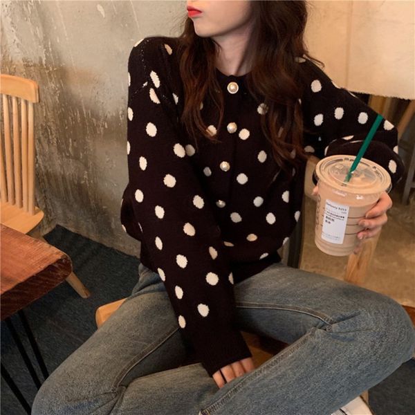 loose single breasted dot lantern sleeve women's sweater cardigan thick coat, White
loose single breasted dot lantern sleeve women's sweater cardigan thick coat, White