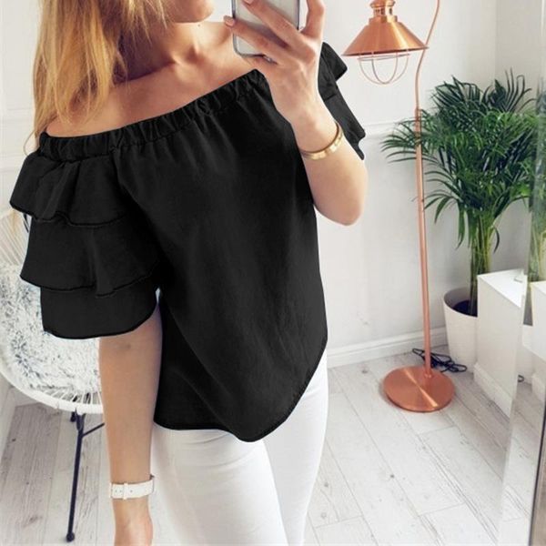 blosues women shirts off shoulder solid half sleeve ruffles shirts solid blue shirts plus size lj9326m, White
blosues women shirts off shoulder solid half sleeve ruffles shirts solid blue shirts plus size lj9326m, White