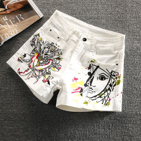 2019 summer white denim shorts fashion high waist wide leg cartoon print jeans short with pocket plus size elastic shorts loose, White;black
2019 summer white denim shorts fashion high waist wide leg cartoon print jeans short with pocket plus size elastic shorts loose, White;black
