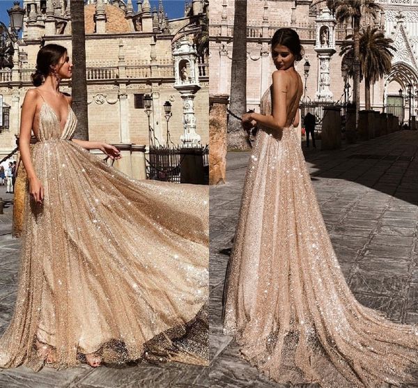 luxury sequined soaghetti prom dresss open back a-line evening gown rose gold formal party bridesmaid dresses, Black
luxury sequined soaghetti prom dresss open back a-line evening gown rose gold formal party bridesmaid dresses, Black