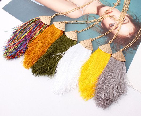 arrowhead triangle boho silk tassel pendant long chain necklace for women spring summer fashion oversized bohemia tassel necklaces jewelry, Silver
arrowhead triangle boho silk tassel pendant long chain necklace for women spring summer fashion oversized bohemia tassel necklaces jewelry, Silver