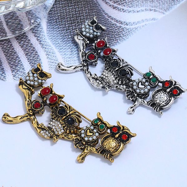 wholesale- pearl-inlaid diamond ruby owl family irregular geometric branches metal brooch brooch, Gray
wholesale- pearl-inlaid diamond ruby owl family irregular geometric branches metal brooch brooch, Gray