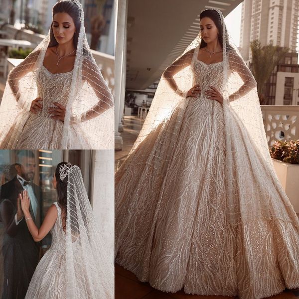 gorgeous a line wedding dresses strap sleeveless beads sequins tulle plus size wedding dress sweep train robes de mariée, White
gorgeous a line wedding dresses strap sleeveless beads sequins tulle plus size wedding dress sweep train robes de mariée, White