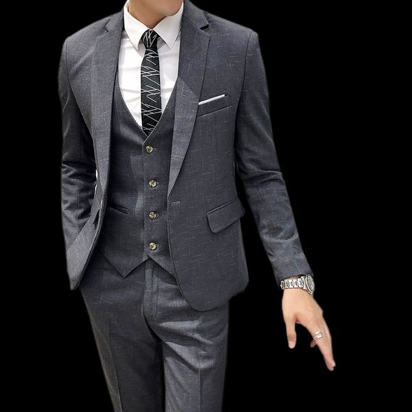 jacket + vest + pants ) 2020 new fashion boutique men's plaid formal business suit 3 piece set / men's high-end casual suits, White;black 
jacket + vest + pants ) 2020 new fashion boutique men's plaid formal business suit 3 piece set / men's high-end casual suits, White;black