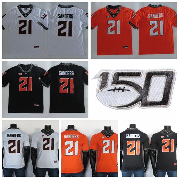 Oklahoma State Cowboys Jerseys 21 Barry Sanders Jersey Ncaa College Red Football Jersey Black White Orange Men's Stitched 150th