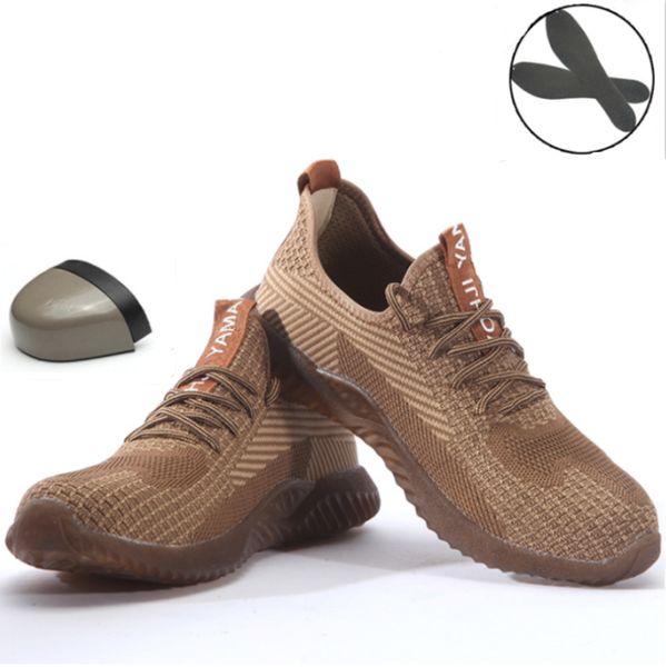 men and women steel toe air mesh safety boots indestructible ryder shoes light work designer sneakers work safety shoes men, Black;brown