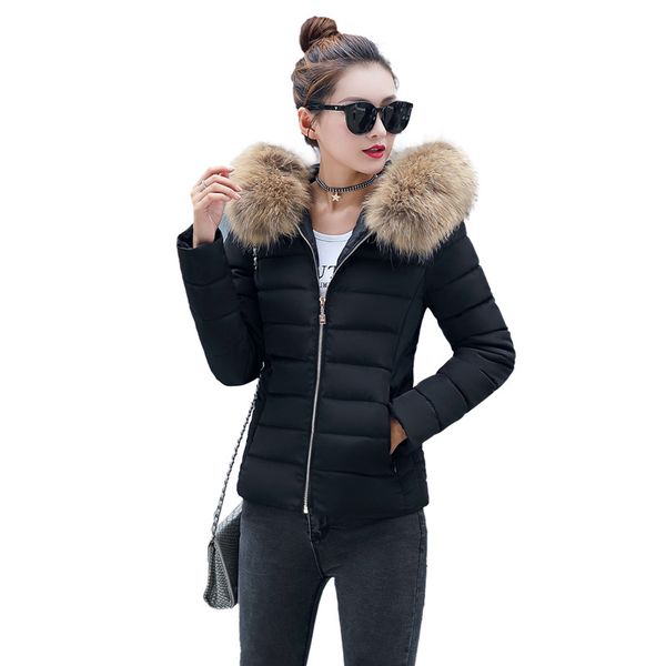 female coat autumn with fur collar hooded cotton padded winter jacket women short outwear basic jacket mt2, Black
female coat autumn with fur collar hooded cotton padded winter jacket women short outwear basic jacket mt2, Black