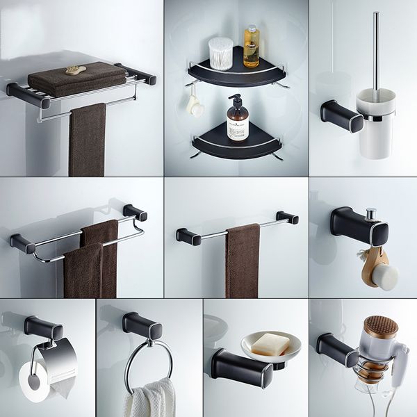 304 stainless steel bathroom accessories set black corner shelf new swivel towel bar with toothbruh holder ceramic soap dish
304 stainless steel bathroom accessories set black corner shelf new swivel towel bar with toothbruh holder ceramic soap dish