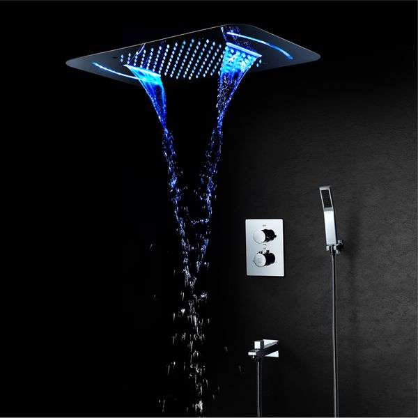 led light shower head 580*380mm waterfall rainfall showerhead thermostatic shower faucets mixer ceiling mounted shower sets
led light shower head 580*380mm waterfall rainfall showerhead thermostatic shower faucets mixer ceiling mounted shower sets