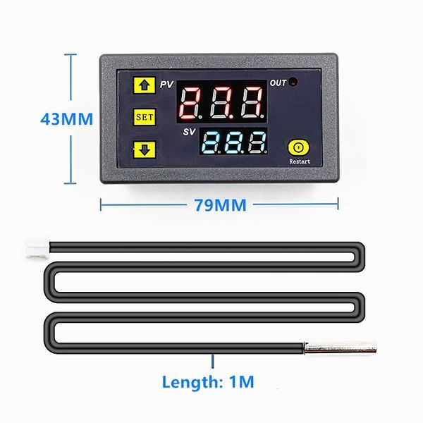 1pc dc 12v/24v/110v-220v ac led digital temperature controller thermostat thermometer temperature control switch sensor meter, Black;white
1pc dc 12v/24v/110v-220v ac led digital temperature controller thermostat thermometer temperature control switch sensor meter, Black;white