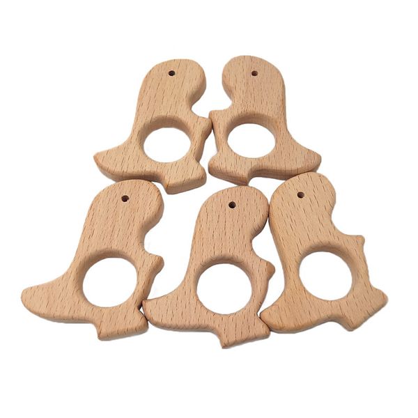 4pcs Baby Teether Beech Wooden Dinosaur Teether Baby Teething Toy Teething Accessories Kids Teething Pendant Nursing Holder