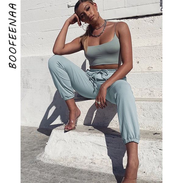 

boofeenaa sweatpants joggers womans fashions 2019 fall winter streetwear solid color high waist casual loose trousers c66-ac45, Black;white