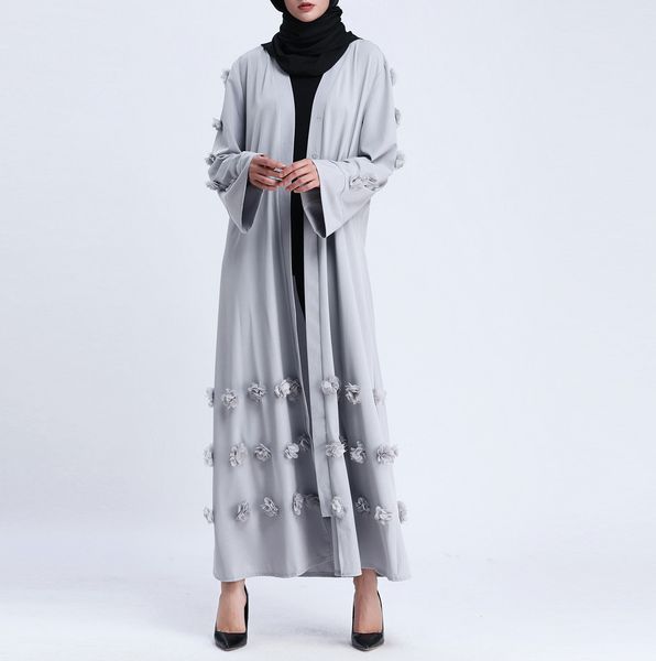 2019 winter new small fresh outside women muslim handmade decals solid color long coat dignified atmosphere middle eastern robes, Black
2019 winter new small fresh outside women muslim handmade decals solid color long coat dignified atmosphere middle eastern robes, Black