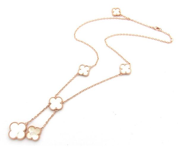 europe and the united states burst money chain fashion wild ladies 18k black and white shell six flower clover necklace
