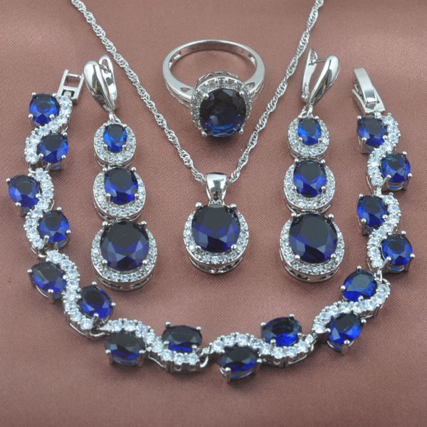 quality blue crystal jewelry sets women' s zirconia bracelet silver color necklace pendant earrings ring yz0119
quality blue crystal jewelry sets women' s zirconia bracelet silver color necklace pendant earrings ring yz0119