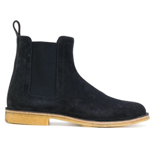 man kanye west boots street style plain leather suede british retro ankle boots luxury fashion brand pull on shoes, Black 
man kanye west boots street style plain leather suede british retro ankle boots luxury fashion brand pull on shoes, Black