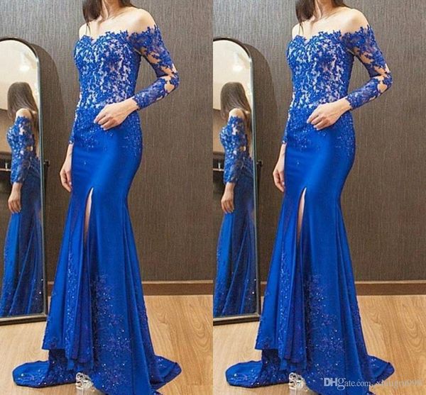 setwell long sleeves mermaid evening dress with applique lace sequin side split evening gowns sheer illusion prom dress, Black;red
setwell long sleeves mermaid evening dress with applique lace sequin side split evening gowns sheer illusion prom dress, Black;red
