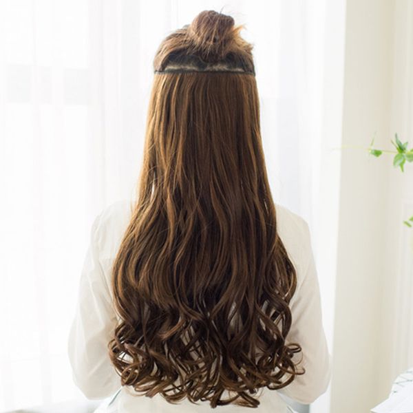 buqi 70cm long curly women clip in hair accessories black brown high tempreture synthetic hair piece
buqi 70cm long curly women clip in hair accessories black brown high tempreture synthetic hair piece