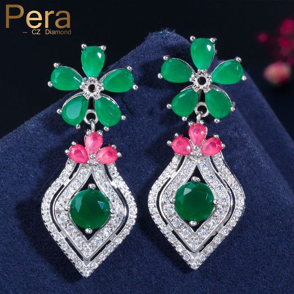 pera luxury cz brand jewelry vintage nigerian women party big flower long drop earrings with natural green and red stone e195, Silver
pera luxury cz brand jewelry vintage nigerian women party big flower long drop earrings with natural green and red stone e195, Silver