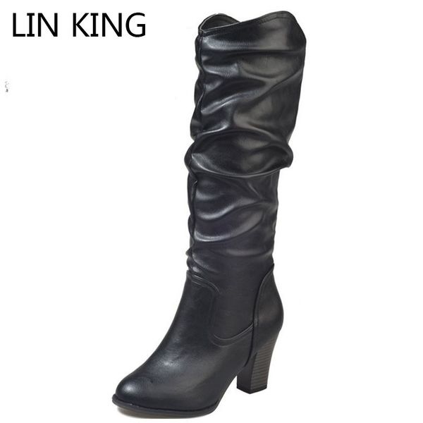 lin king plus size retro women mid calf winter boots warm plush western knight boots lady pointed toe short bota feminina, Black
lin king plus size retro women mid calf winter boots warm plush western knight boots lady pointed toe short bota feminina, Black