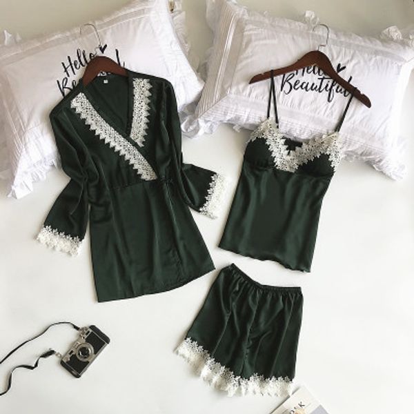 daeyard silk pajama set luxury floral patchwork cami+shorts+robe 3 pieces pajamas sleepwear lace pyjamas elegangt home wear, Black;red
daeyard silk pajama set luxury floral patchwork cami+shorts+robe 3 pieces pajamas sleepwear lace pyjamas elegangt home wear, Black;red