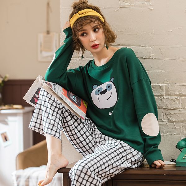 korean version 2019 spring women pajamas suit new long sleeve cotton autumn leisure fashion pijama cartoon pajamas set, Blue;gray
korean version 2019 spring women pajamas suit new long sleeve cotton autumn leisure fashion pijama cartoon pajamas set, Blue;gray