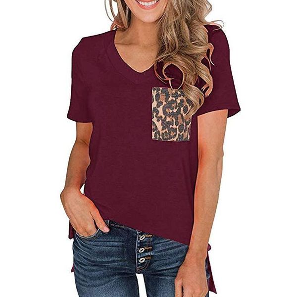 women's female ladies leisure casual leopard printing pockets splice v-neck loose basic shirts t-shirts, White
women's female ladies leisure casual leopard printing pockets splice v-neck loose basic shirts t-shirts, White