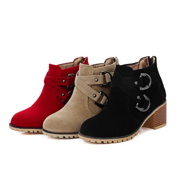 women walking shoes ladies ankle boots buckle platform square high heels shoes female outdoor footwear botas mujer size 34-44, Black
women walking shoes ladies ankle boots buckle platform square high heels shoes female outdoor footwear botas mujer size 34-44, Black