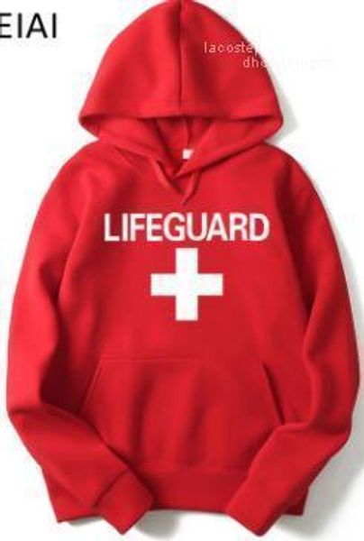 mens hoodies spring new hooded long sleeved casual sweatshirts lifeguard, Black