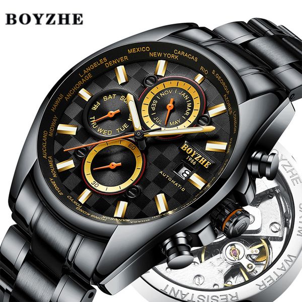 boyzhe new men automatic mechanical watch black waterproof sport fashion stainless steel watches relogio masculino, Slivery;brown
boyzhe new men automatic mechanical watch black waterproof sport fashion stainless steel watches relogio masculino, Slivery;brown