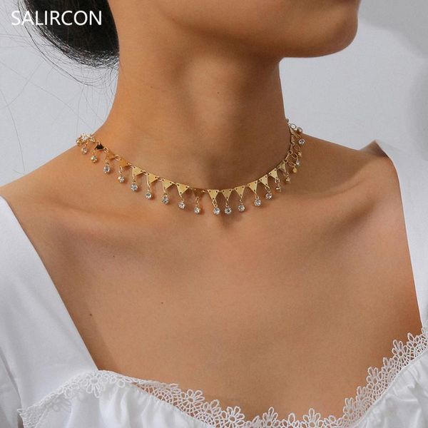 salircon minimalist triangle chain rhinestone choker necklaces boho gold color copper clavicle chain necklace women jewelry, Golden;silver
salircon minimalist triangle chain rhinestone choker necklaces boho gold color copper clavicle chain necklace women jewelry, Golden;silver