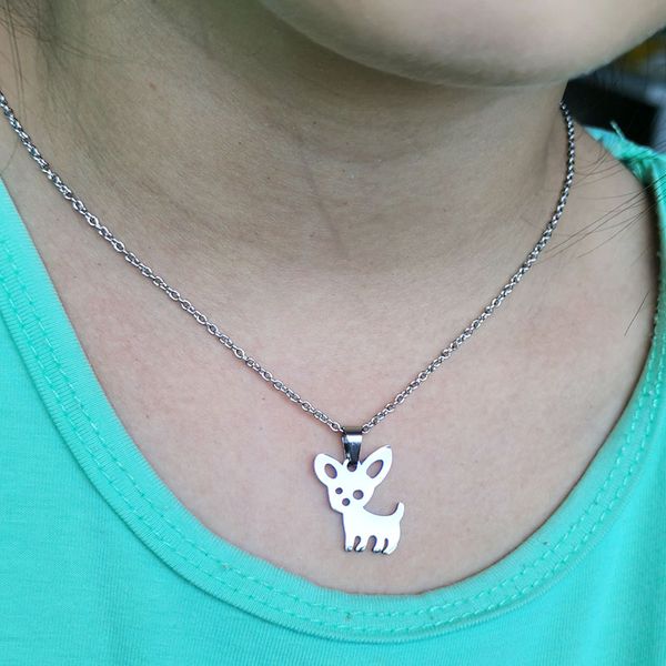 1pc cute dog chihuahua stainless steel pendant necklace religious dogs charms necklaces for women girls men daily jewelry, Silver
1pc cute dog chihuahua stainless steel pendant necklace religious dogs charms necklaces for women girls men daily jewelry, Silver