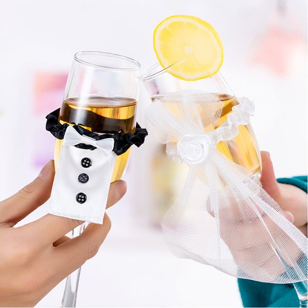 lovely bride groom dress shaped wine glass cover wedding bridal champagne cup cover diy party decoration
lovely bride groom dress shaped wine glass cover wedding bridal champagne cup cover diy party decoration