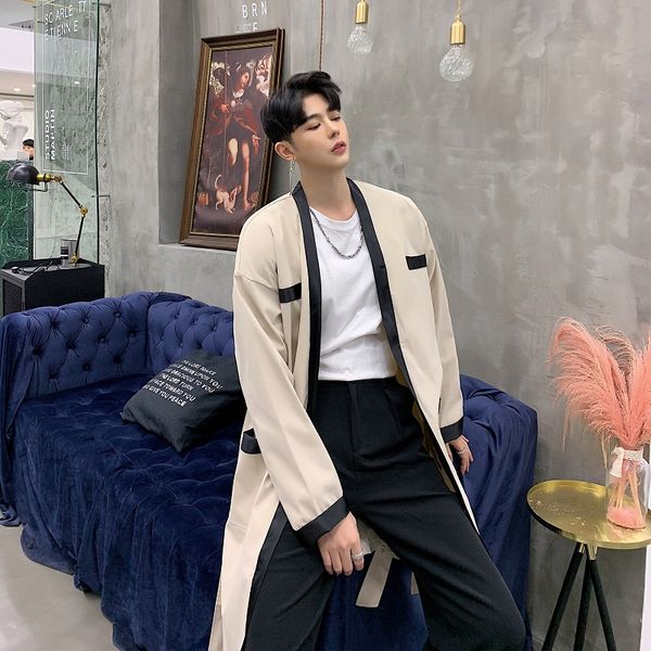 men trench coat male streetwear vintage fashion casual long cardigan jacket windbreaker outerwear, White;black
men trench coat male streetwear vintage fashion casual long cardigan jacket windbreaker outerwear, White;black