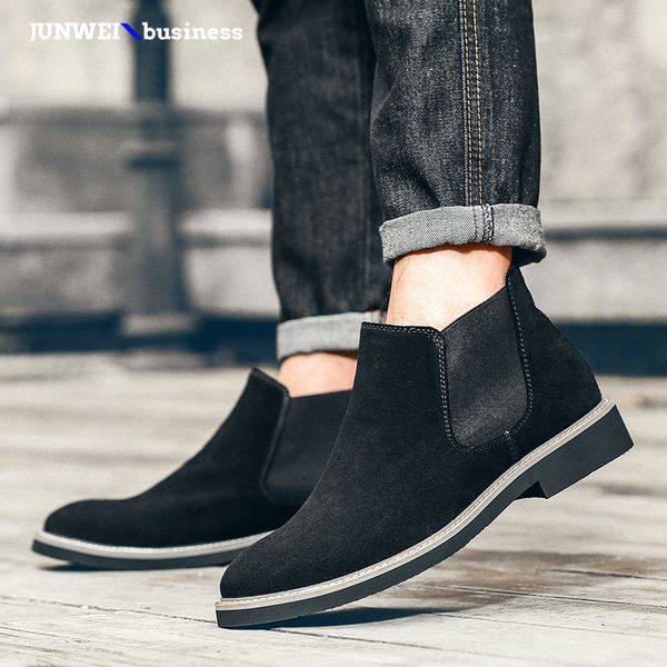men outdoor ankle boots fashion men's brand suede leather quality slip on motorcycle man shoes s5 s, Black
men outdoor ankle boots fashion men's brand suede leather quality slip on motorcycle man shoes s5 s, Black