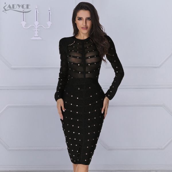 adyce 2019 new black bandage dress women spring celebrity party dress long sleeve olive mesh gray red midi bodycon club dresses, Black;gray 
adyce 2019 new black bandage dress women spring celebrity party dress long sleeve olive mesh gray red midi bodycon club dresses, Black;gray
