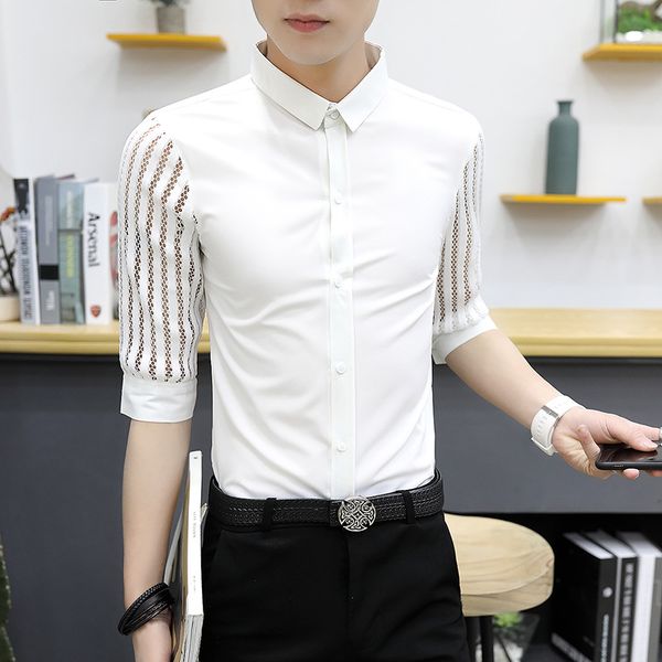 mens lace shirt men party prom hollow slim fit shirt men chemise homme social club tuxedo shirts camisa masculina, White;black
mens lace shirt men party prom hollow slim fit shirt men chemise homme social club tuxedo shirts camisa masculina, White;black