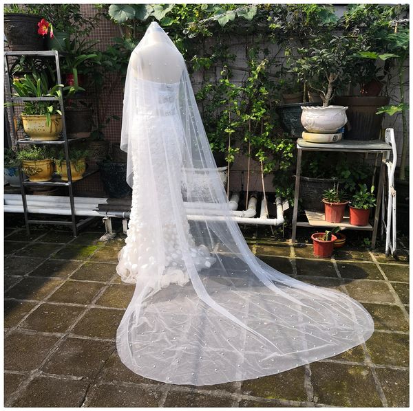 2021 new pearls cathedral bridal long veil with comb 3 m soft tulle veils ivory white veil, Black
2021 new pearls cathedral bridal long veil with comb 3 m soft tulle veils ivory white veil, Black