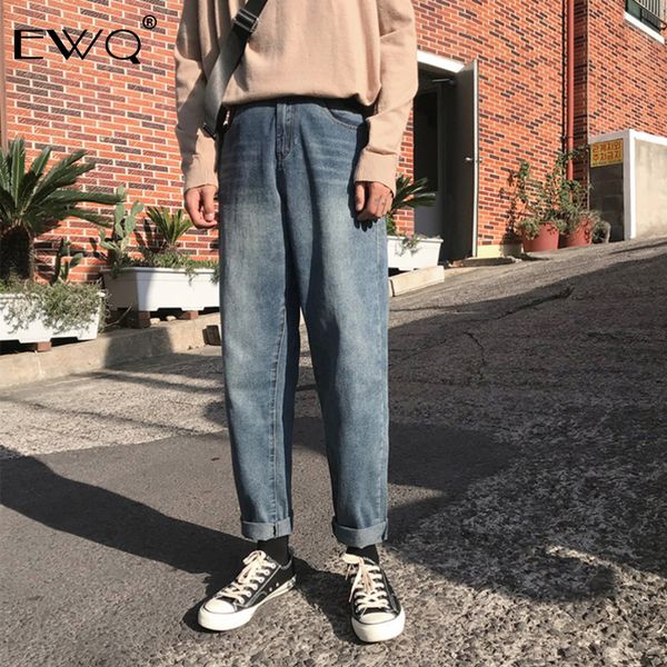 ewq 2019 korean vintage men's washing straight denim trousers men ankle-length mid-waist loose slim straight jean pants hd709, Blue
ewq 2019 korean vintage men's washing straight denim trousers men ankle-length mid-waist loose slim straight jean pants hd709, Blue
