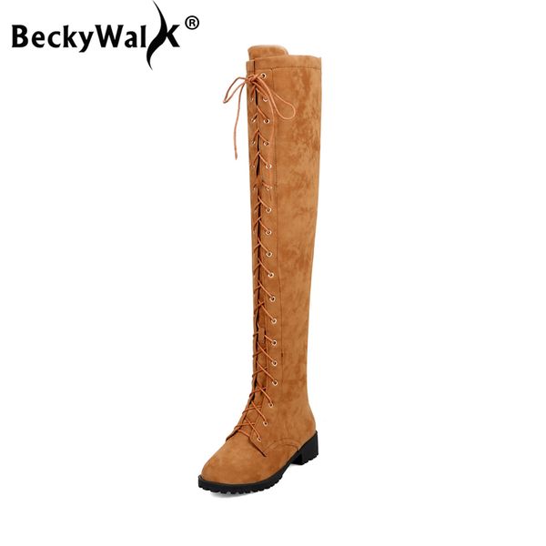 beckywalk lace up over the knee boots women round toe low square heels thigh high boots faux suede winter ladies wsh3046, Black
beckywalk lace up over the knee boots women round toe low square heels thigh high boots faux suede winter ladies wsh3046, Black